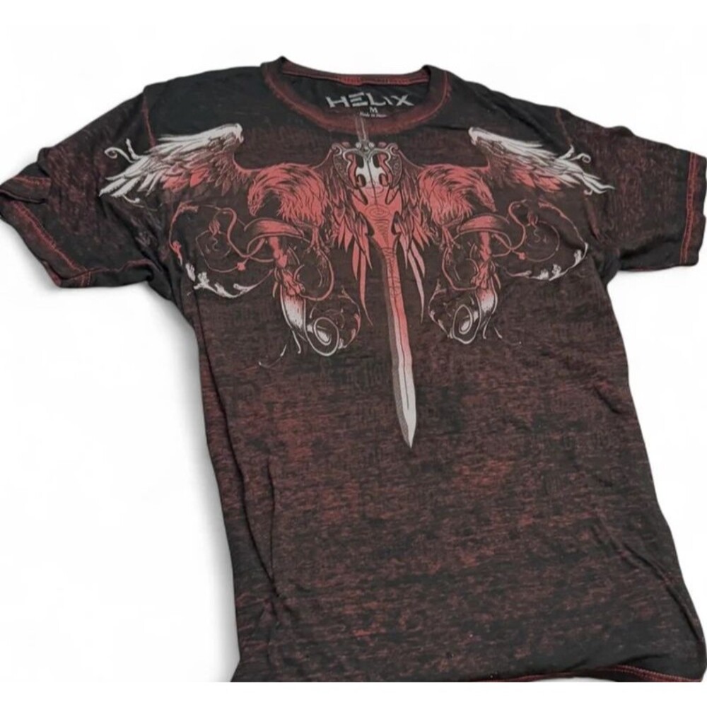 Y2K Helix Grungy Red Winged Affliction Style Graphic Tee